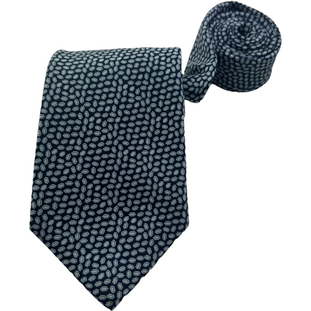 Brooks Brothers Blue & Silver Silk Stain Resistant Neck Tie Mens Size 3.5"W 59"L